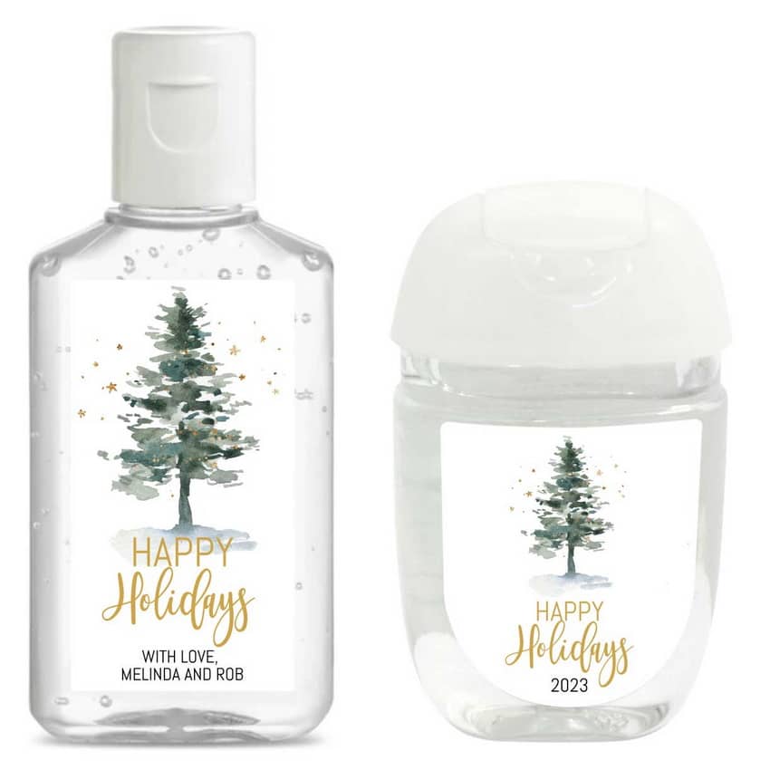 Tree Christmas Hand Sanitizer Labels