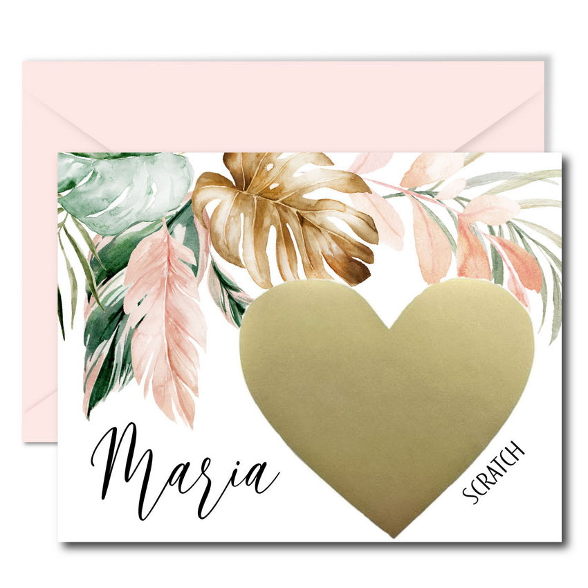 Tropical Will You Be My Bridesmaid Scratch Off Cards With Gold Stickers