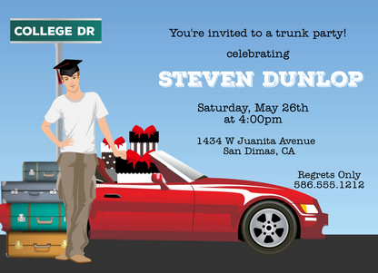 College Trunk Party Invitations - Blonde