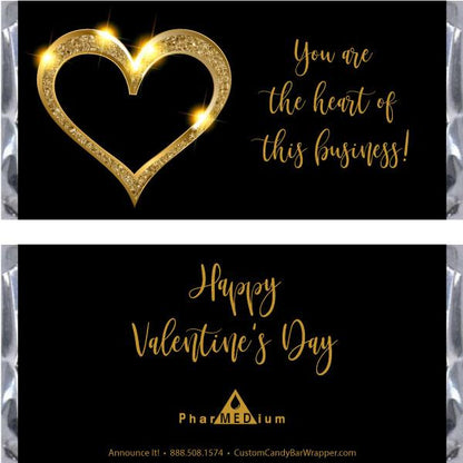 Gold Heart Valentine's Day Candy Bar Wrappers