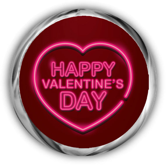 Neon Valentine's Day Kisses Stickers