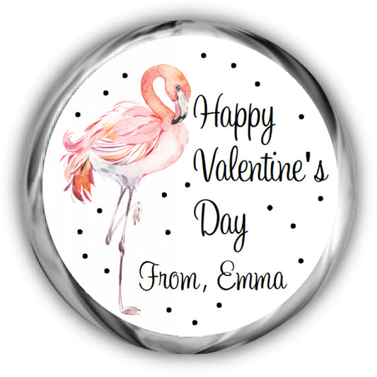 Flamingo Valentine's Day Kisses Stickers