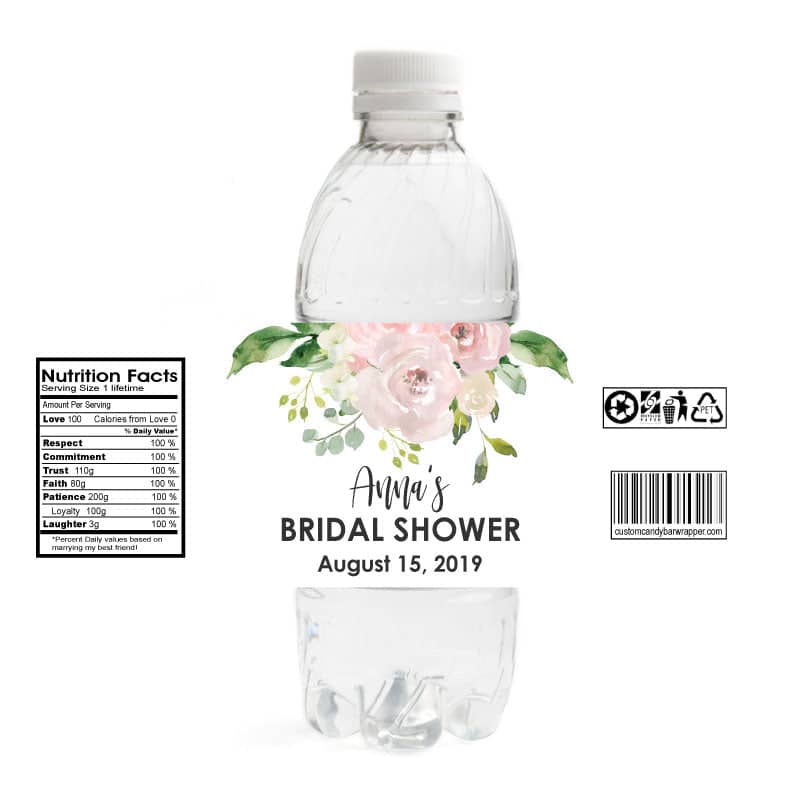 Watercolor Bridal Shower Water Bottle Labels