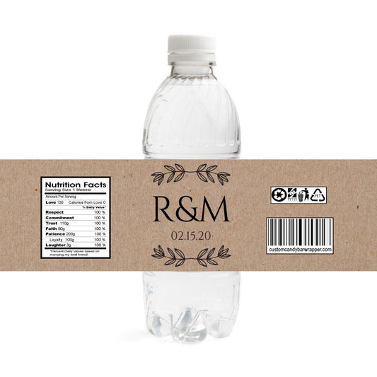 Kraft Wedding Water Bottle Labels