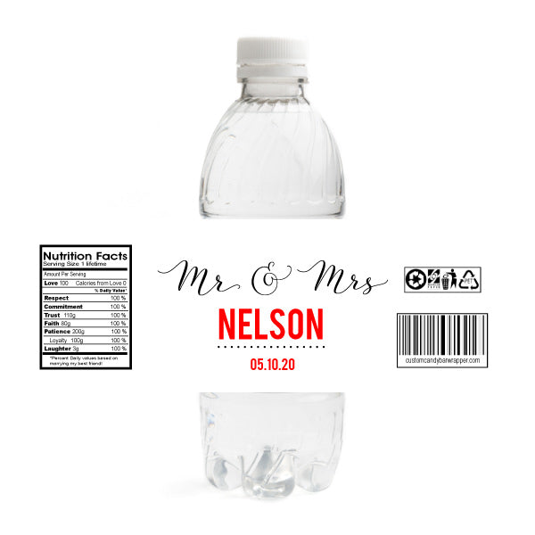 Mr and Mrs Wedding Water Bottle Labels