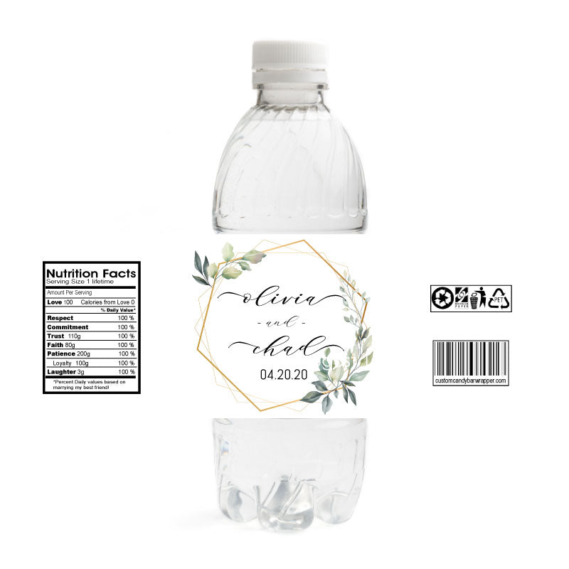 Wreath Wedding Water Bottle Labels
