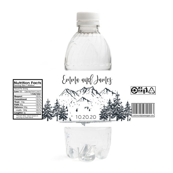 Mountains Wedding Water Bottle Labels