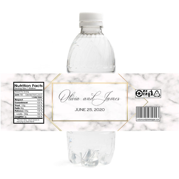 Marble Wedding Water Bottle Labels