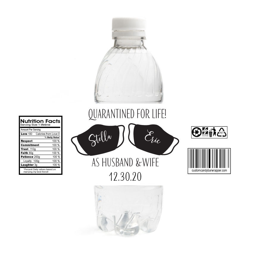Quarantine Wedding Water Bottle Labels