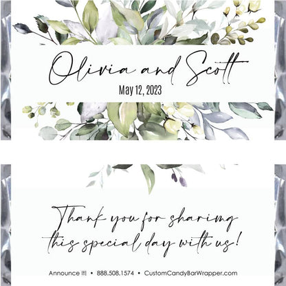 Leafy Greenery Wedding Candy Bar Wrappers