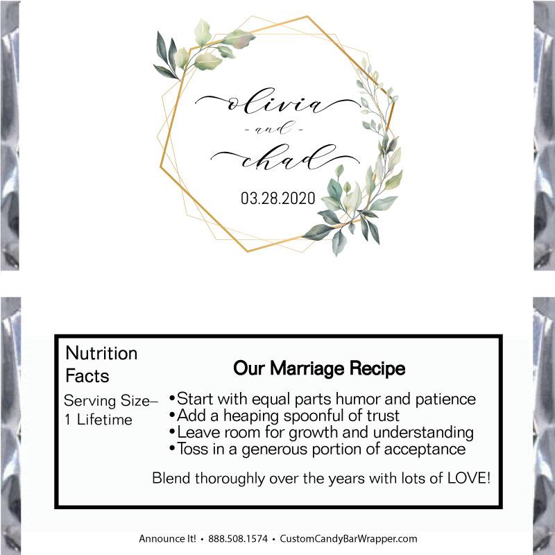 Wreath Wedding Candy Bar Wrappers - Announce It!