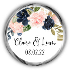 Navy Blush Wedding Kisses Stickers