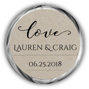 Kraft Wedding Kisses Sticker