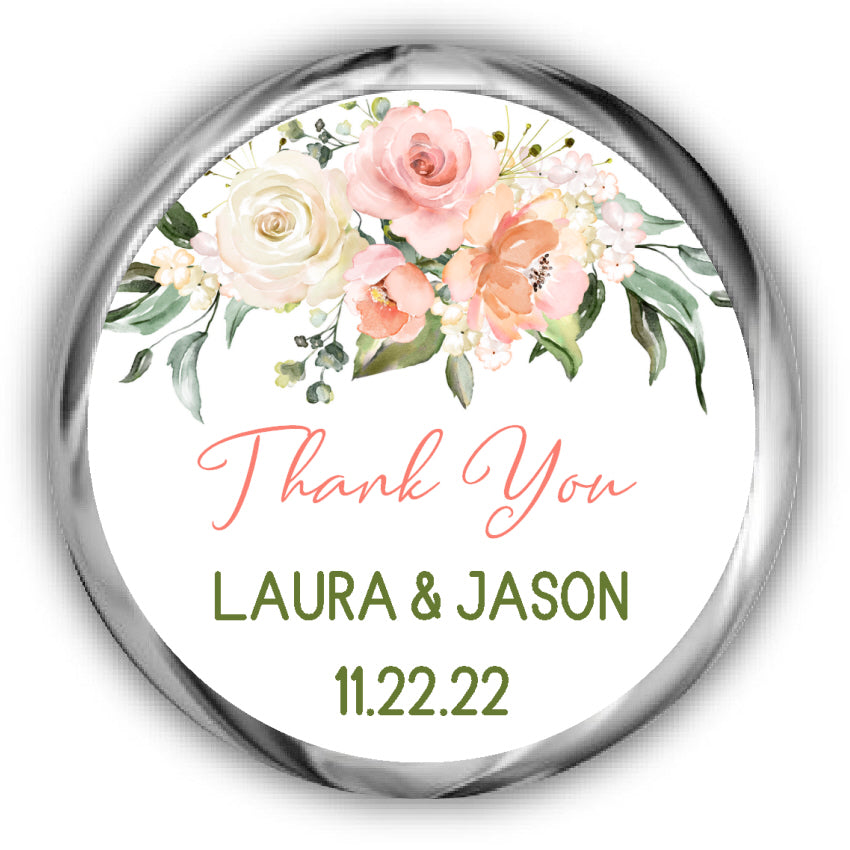 Blush Wedding Kisses Stickers