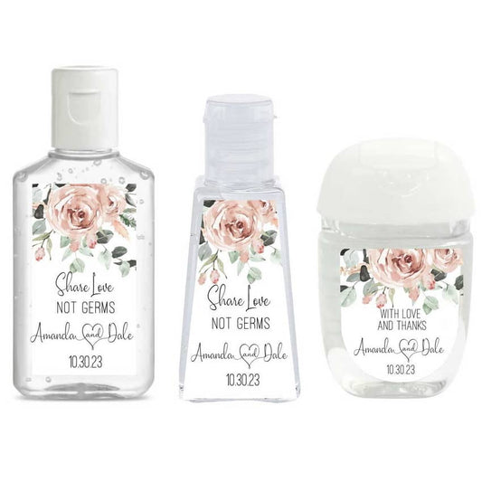 Dusty Rose Wedding Hand Sanitizer Labels