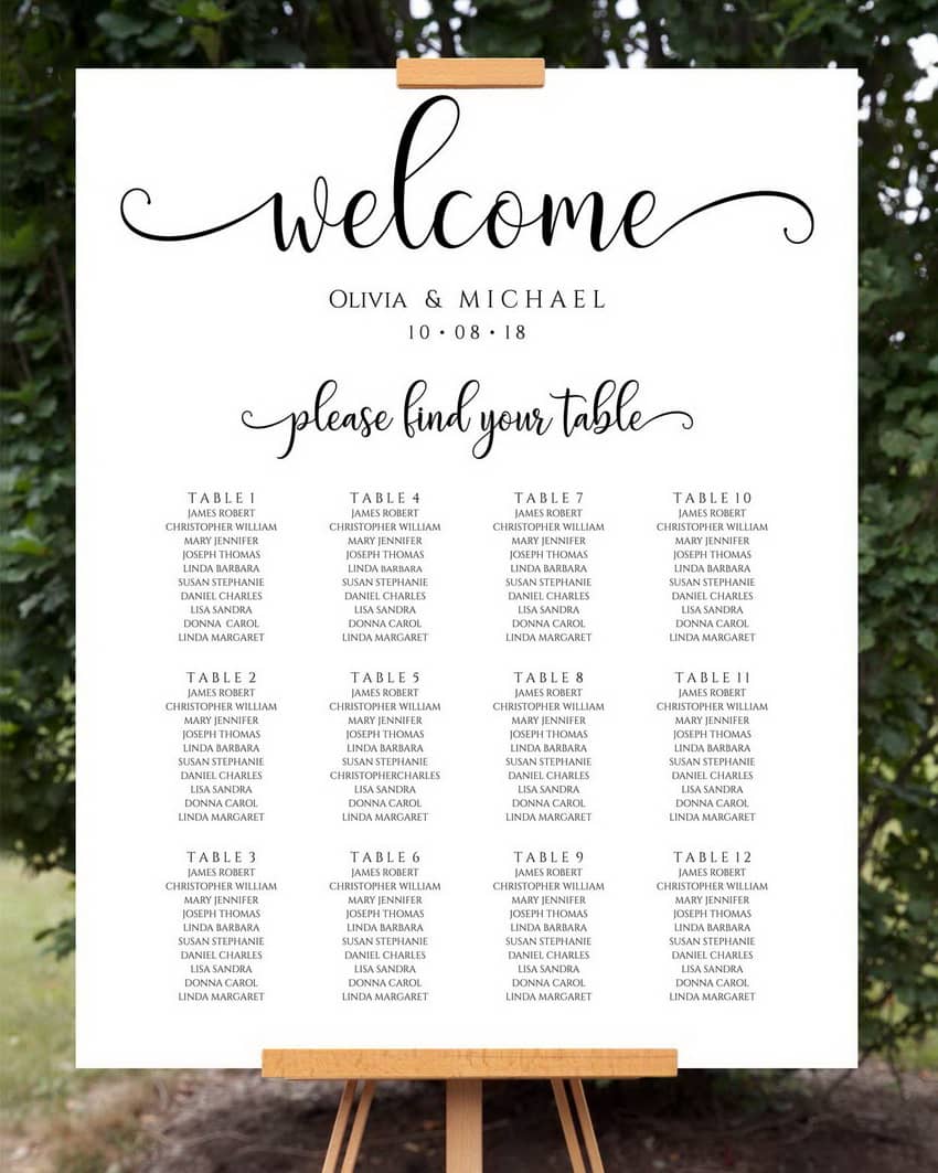 Wedding Seating Chart Sign