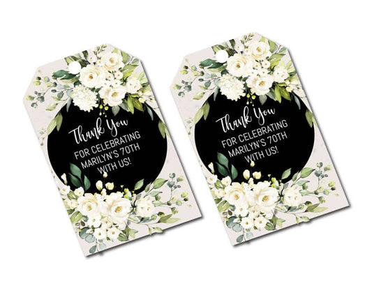 White Floral Favor Thank You Tags