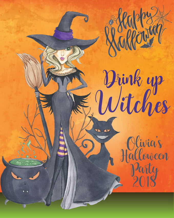 Drink up Witches Halloween Wine Labels