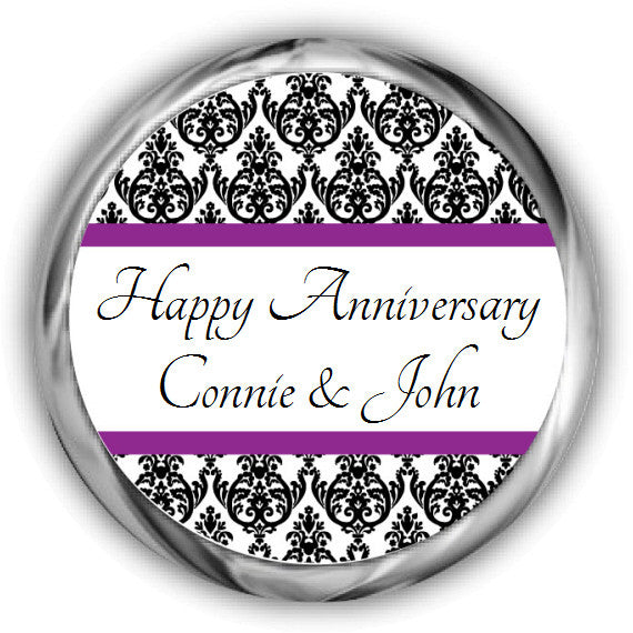 Damask Anniversary Kisses Stickers
